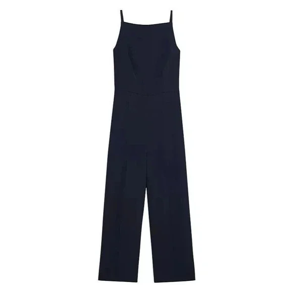Theory Womens Square Neck Sleeveless Jumpsuit, Blue, 12